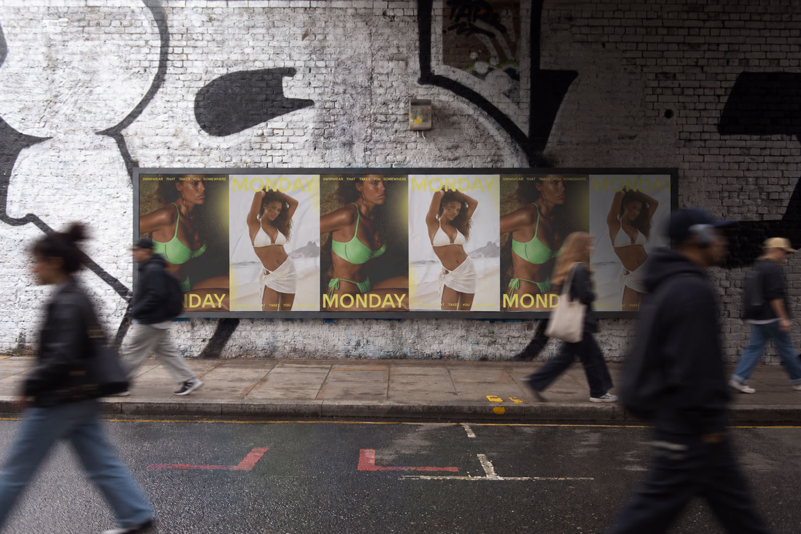 Wheatpasting San Francisco - wild posting campaign for Monday Swimwear
