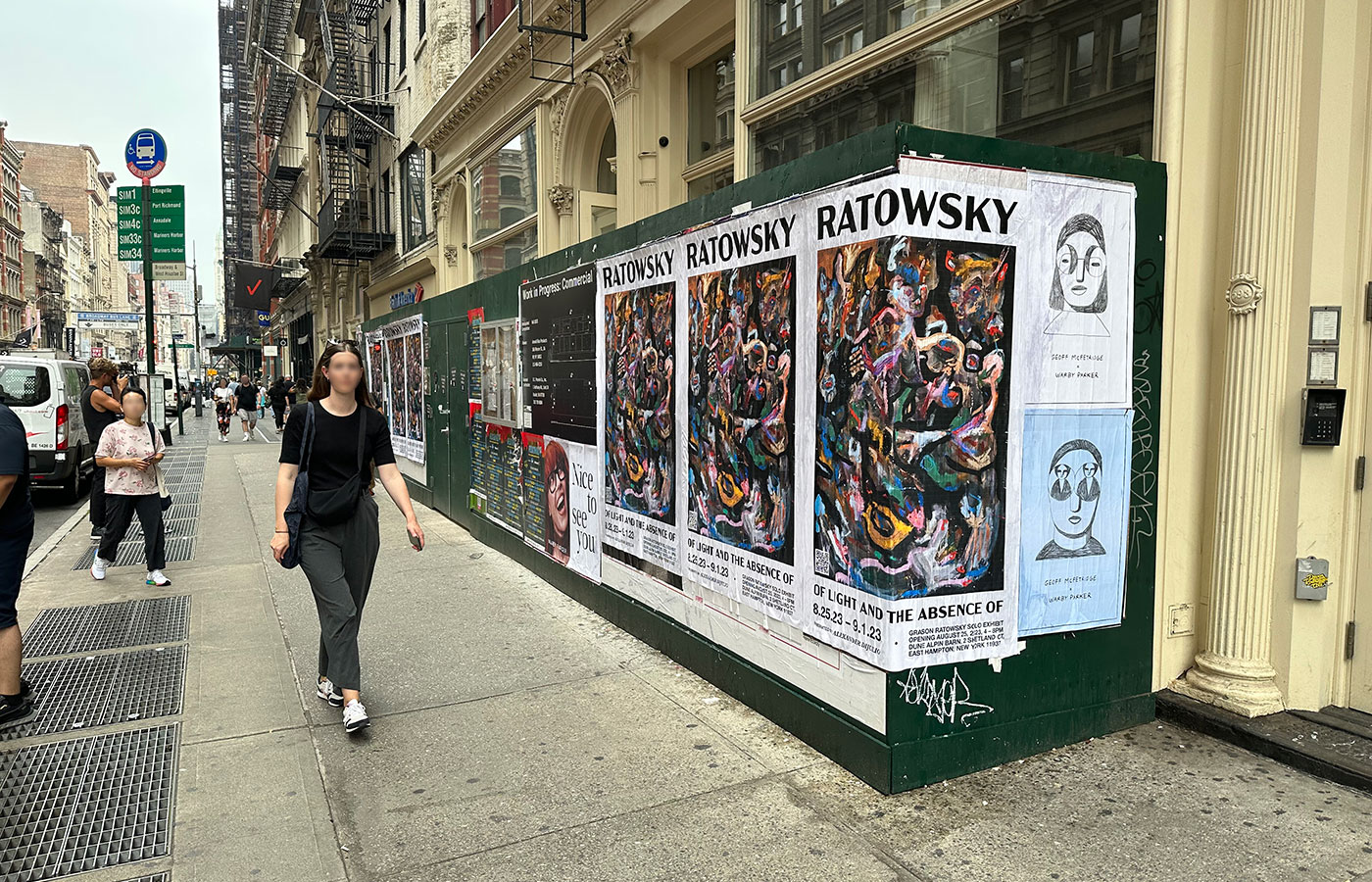 Wild posting San Francisco - street poster campaign for Grason Ratowsky exhibition